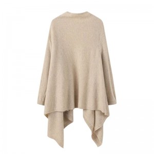 Tillverkare Ge damer med ärmar Knit Cashmere Poncho