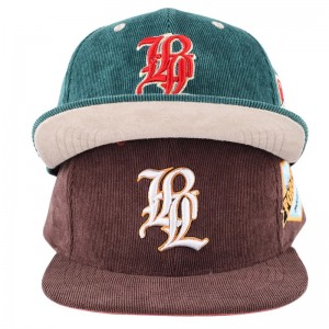 Anpassade herrbroderier 5 Panel Snapback Corduroy Caps Hats