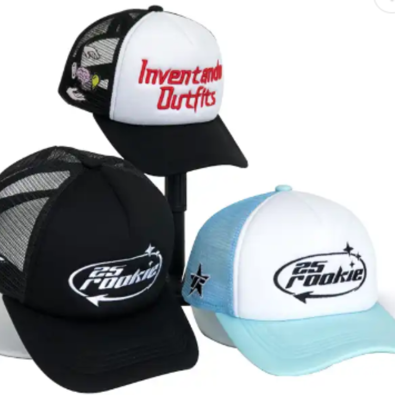 5 Panelanpassad 3D -broderi Tryckt tryck Logotyp Embroidered Embroider Foam Puff Print Trucker Hats Mesh Caps Hat Sport Cap