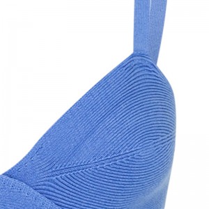 OEM Summer Holiday Party Sexig Cutout Midje Cross Effect Sweaters Casual Custom Solid Color Sticked Mini Dresses Women