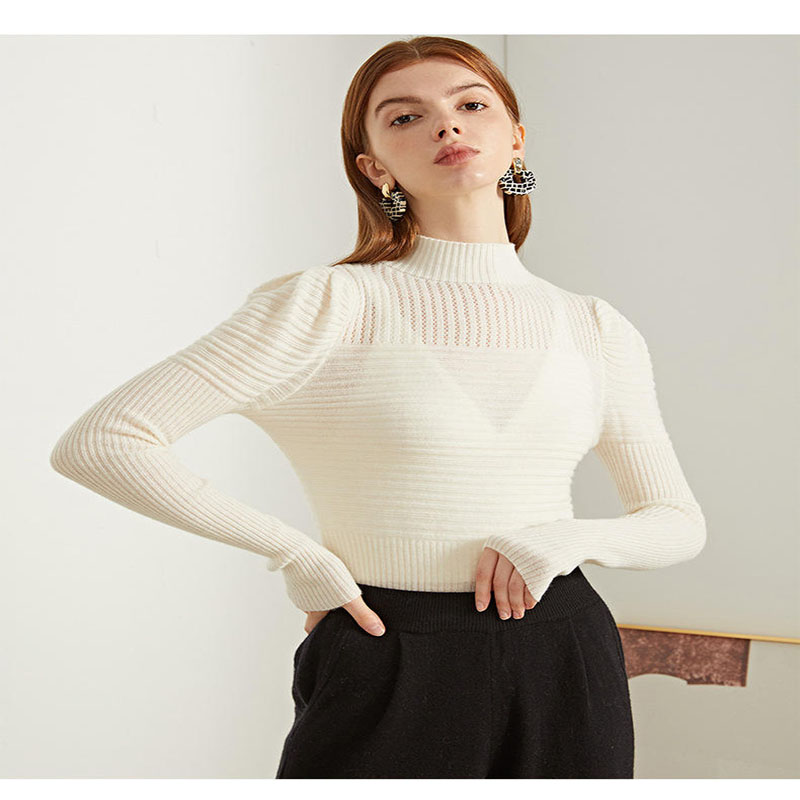 High Street Fashion Women Worsted Wool Cashmere Loose High Collar Turtle Neck Sweater