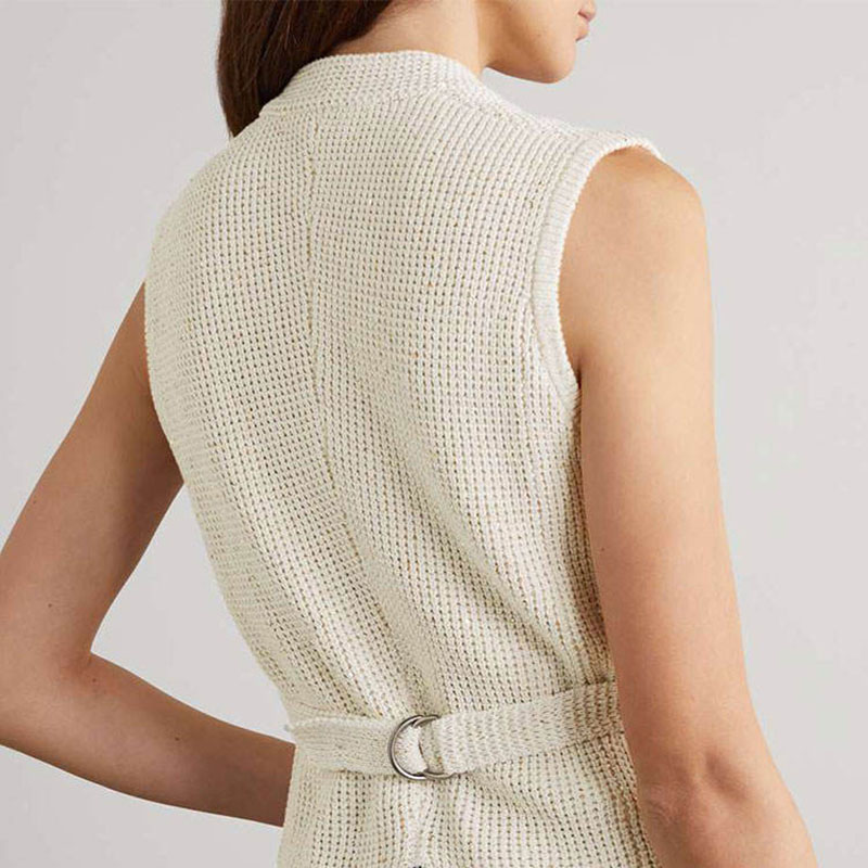Knitwear Factory Custom 2023 Kvinnkläder Sommarkläder ärmlös tröja Neckans tränger stickade tröjor