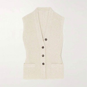 Knitwear Factory Custom 2023 Kvinnkläder Sommarkläder ärmlös tröja Neckans tränger stickade tröjor