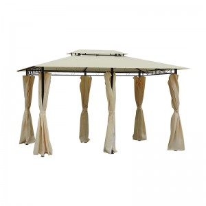 10 \\\\ \'x 13 \\\\\' Outdoor Soft Top Gazebo Pergola med gardiner, 2-Tier Steel Frame Gazebo för uteplats, gräddevit