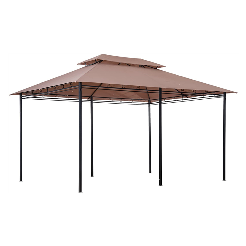 10 \\ 'x 13 \\' utomhus mjuk topp pergola lusthus med gardiner, 2-ters stålram lusthus för uteplats, khaki