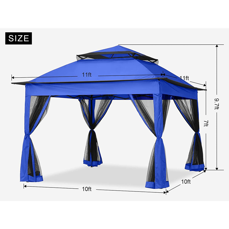 Garden Supplies Pergola aluminium utomhus lusthus utomhusaktiviteter med myggnät, blå