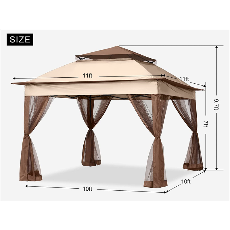 Garden Supplies Pergola aluminium utomhus lusthus utomhusaktiviteter med myggnät, ljusbrunt