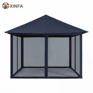 10x 10ft utomhus uteplats lusthus med myggnät för gräsmatta, trädgård, trädgård, blå