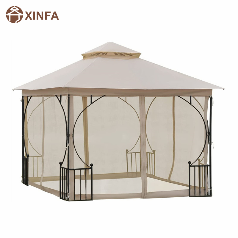 10 \\ 'x 10 \\' Steel Outdoor Garden Gazebo Chopy mednätnätväggar och en tak som är motståndskraftig mot UV -strålar