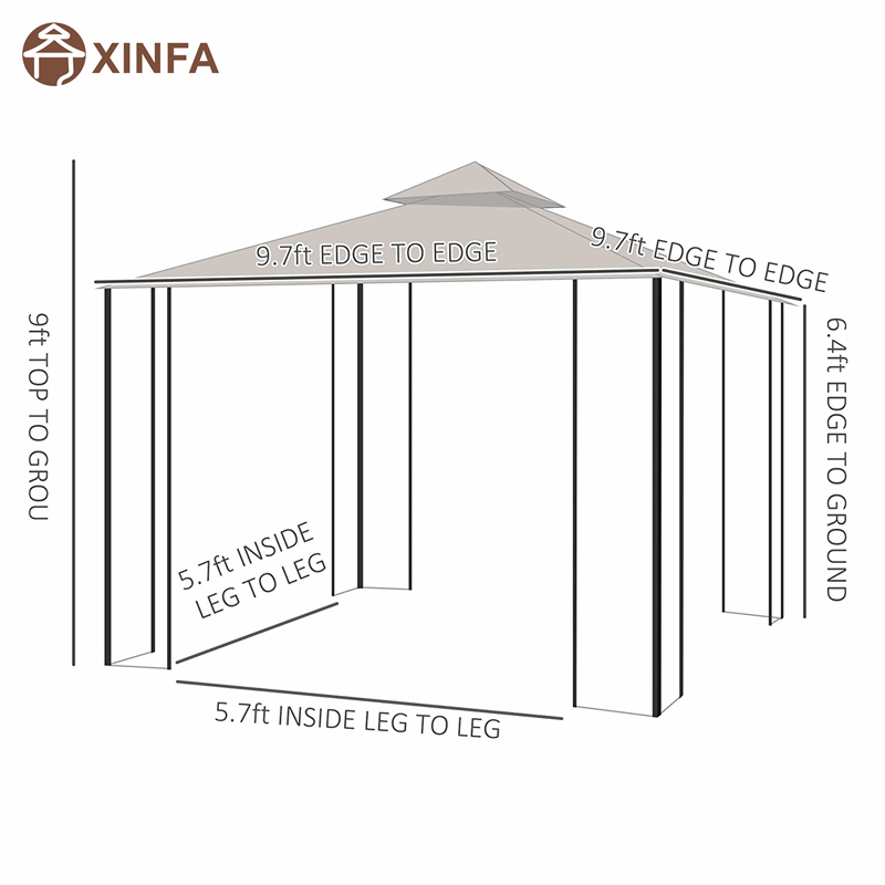 10 \\ 'x 10 \\' Steel Outdoor Garden Gazebo Chopy mednätnätväggar och en tak som är motståndskraftig mot UV -strålar