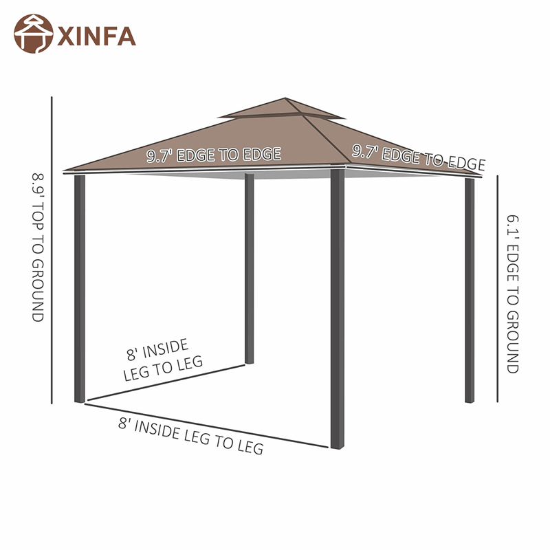 10 \\ 'x 10 \\' utomhus uteplats lusthus tält med mesh sidoväggar, 2-tier tak för trädgård, kaffe