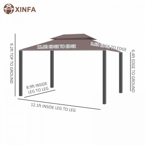10 \\\\ \'x 13 \\\\\' Patio Gazebo Dubbel tak utomhus Gazebo Canopy Shelter mednetting&gardiner, kaffe