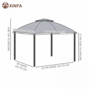 10 \\\\ \'x 12 \\\\\' utomhus Gazebo uteplats lusthus canopy skydd w/double vented tak, dragkedjor sidoväggar, grå