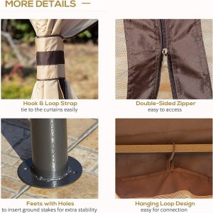 12 \\\\ \'x 10 \\\\\' 2-nivå utomhus lusthus tält för uteplats med dragkedja sidoväggar, beige