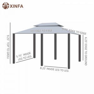 10 \\\\ \'x 13 \\\\\' 2-Tier Steel Frame Gazebo för uteplats mjuk topp lusthus utomhus pergola med gardiner, salvia grå