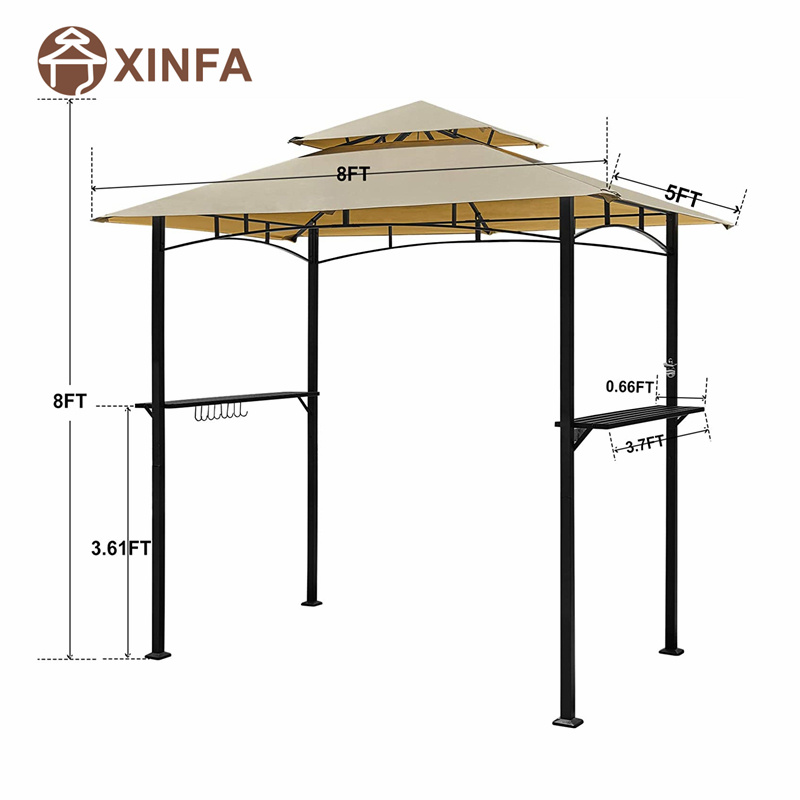 8 \\ 'x 5 \\' 2-tier Canopy Top Grill Gazebo Outdoor Patio Barbecue Gazebo Shelter med robust stålram