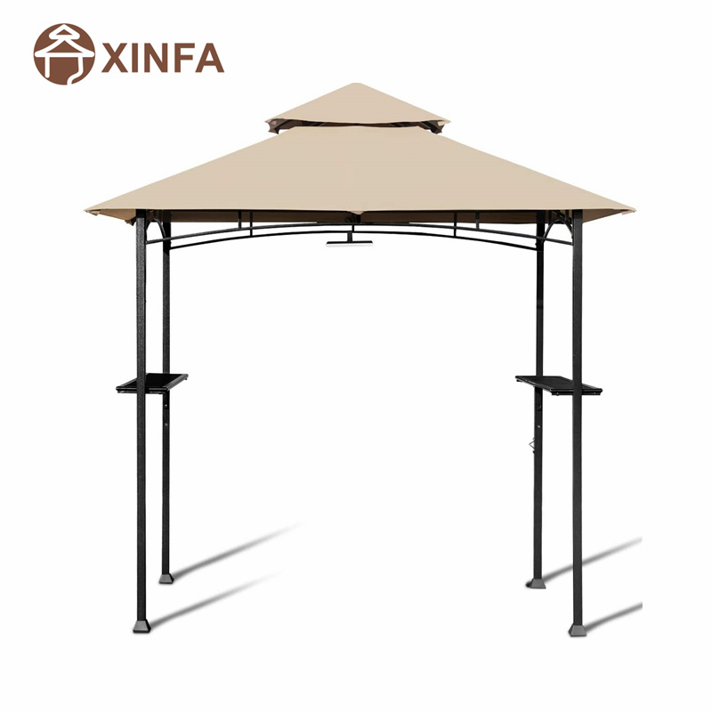 8 \\ 'x 5 \\' 2-tier Canopy Top Grill Gazebo Outdoor Patio Barbecue Gazebo Shelter med robust stålram