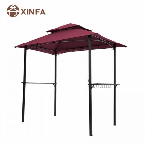 8 \\\\ \'x 5 \\\\\' Canopy Top Grill Gazebo Outdoor Patio Barbecue Gazebo Shelter med robust stålram, röd
