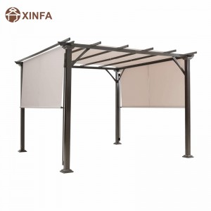 10 \\\\ \'x 10 \\\\\' utomhus pergola, uteplatsmöbler skuggstruktur, utomhusstål pergola lusthus med utdragbara takskuggor