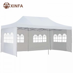 10x 20 ft Pop Up Canopy Party Wedding Gazebo Tent Shelter med 4 avtagbara sidoväggar vita