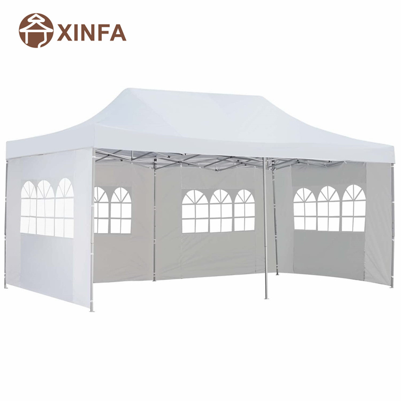 10x 20 ft Pop Up Canopy Party Wedding Gazebo Tent Shelter med 4 avtagbara sidoväggar vita