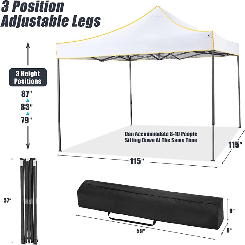 10x 10 POP UP CAPOPY Tält Commercial Instant Gazebo Waterproof Canopy Tält för fester Camping White