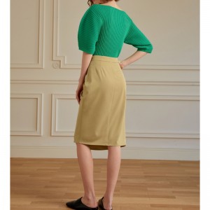 Fransk semester stil veckad slits kjol kvinnor 2023ny all-match kjol