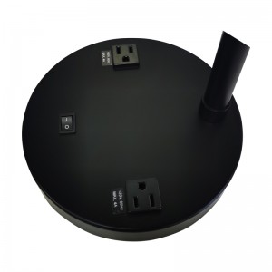 Två toner skrivbordslampa med svart och ljusgul finish, en på/off rocker switch och två praktiska uttag i rum