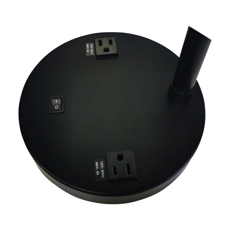 Två toner skrivbordslampa med svart och ljusgul finish, en på/off rocker switch och två praktiska uttag i rum