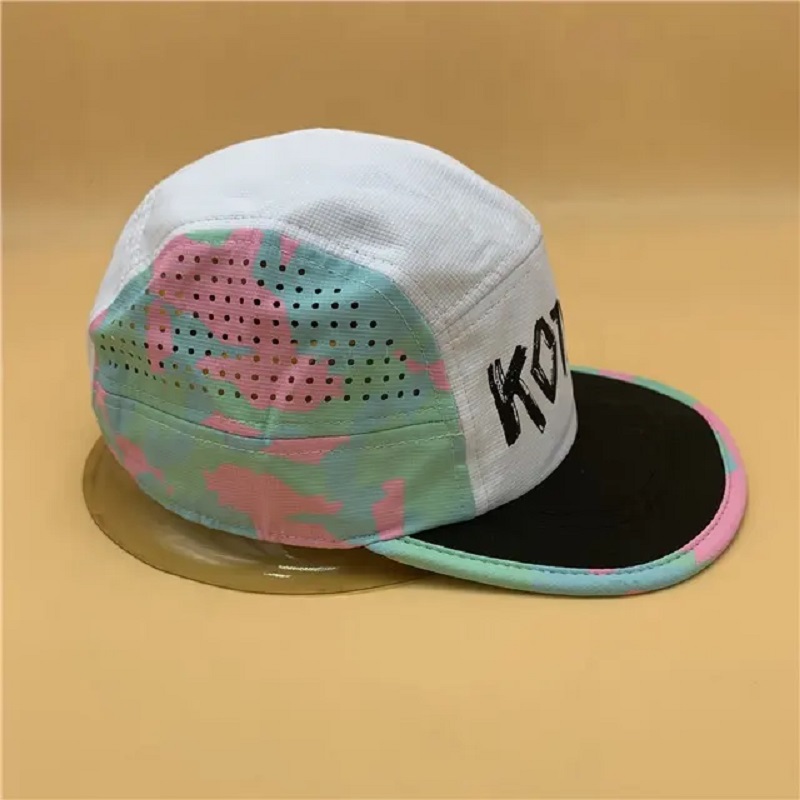 Flat Brim Sports Cap Laser Cut Cap Breattable Ripped Nylon Flat Running Hat Dri-fit Snapback Cap