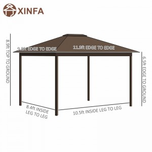 10 \\\\ \'x 12 \\\\\' Galvaniserat ståltak Hardtop Cover Gazebo mednät och gardiner