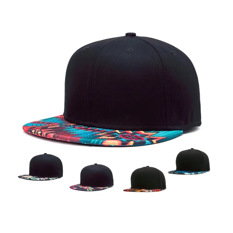 3D -tryckning Snap Back Flat Brim Hat Street Dance Hip Printing Flat Bill Hawaiian Hats Design Your Own Snapback Cap/hat