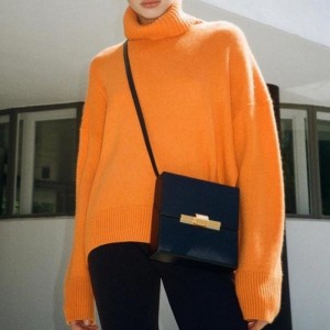 Solid Turtle Neck Women\'s Loose tröja