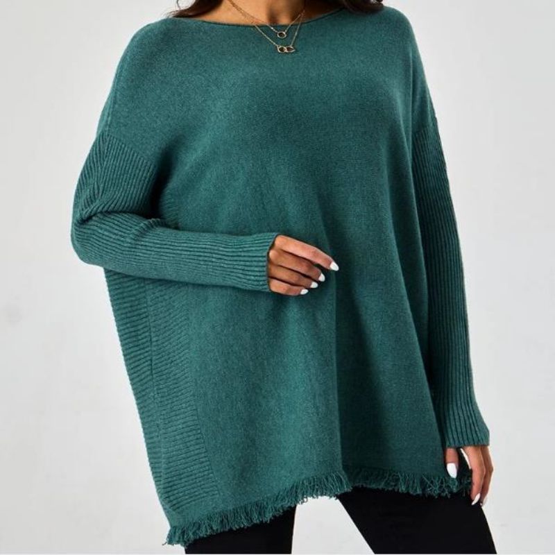 Pullover Ribbed hylsa råa hemmamodkvinnor tröjor
