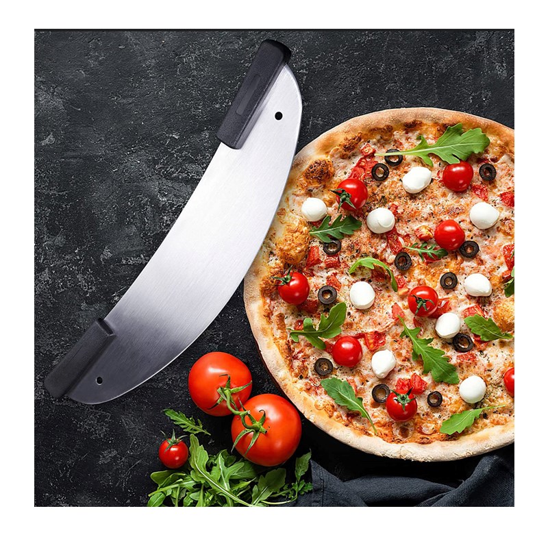 20 tum rostfritt stålskärare pizza, pizzaskärare pizza rocker för affärskök plasthandtag rocker