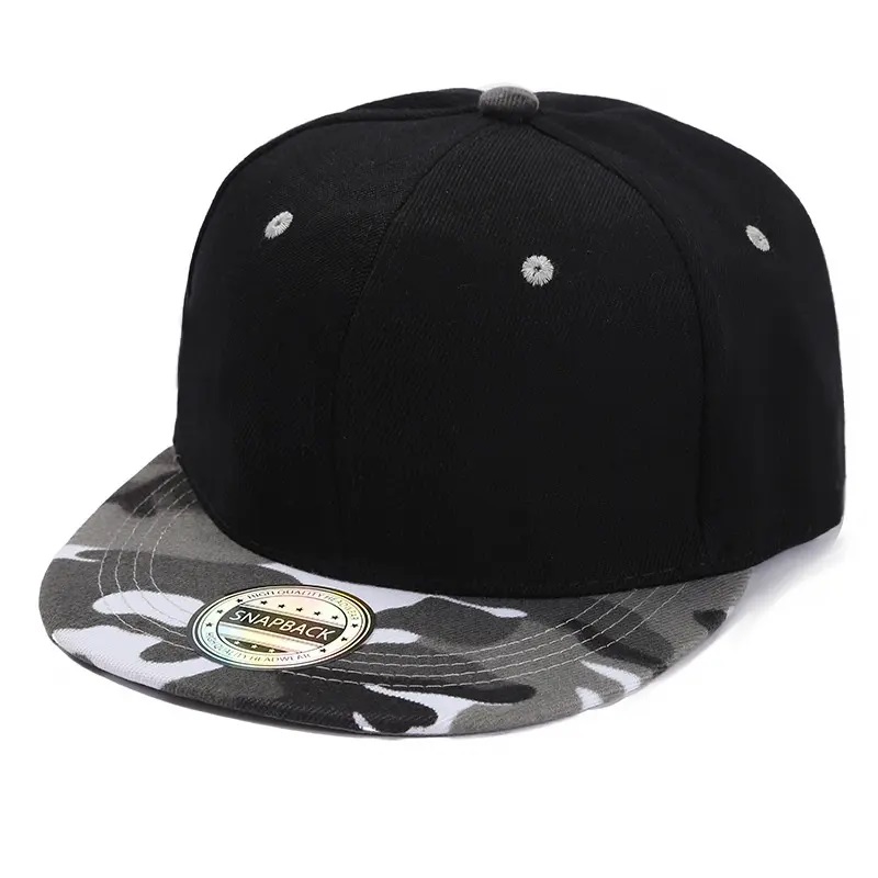Anpassade logotyp fast färg hatt camo lätt platta platt längs baseball mössa män och kvinnor sommar hip hop skateboard snapback caps