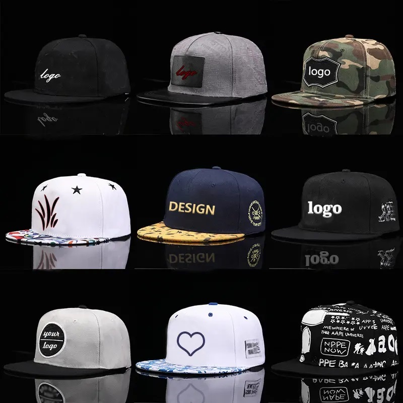 Populär logotyp 3D broderad platt takfot baseball hatt sommar pojke cool kvinnlig hip-hop snapback cap