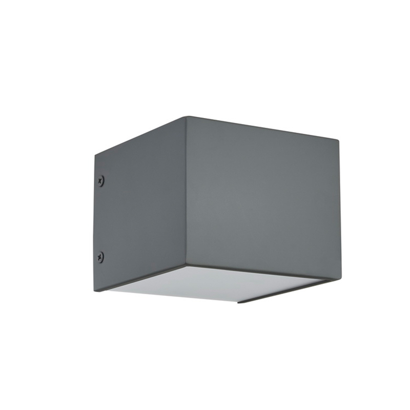 Hospitality Hotel Wall Lamp med målad platt grå finish och integrerad led in på hotellet typiskt rum