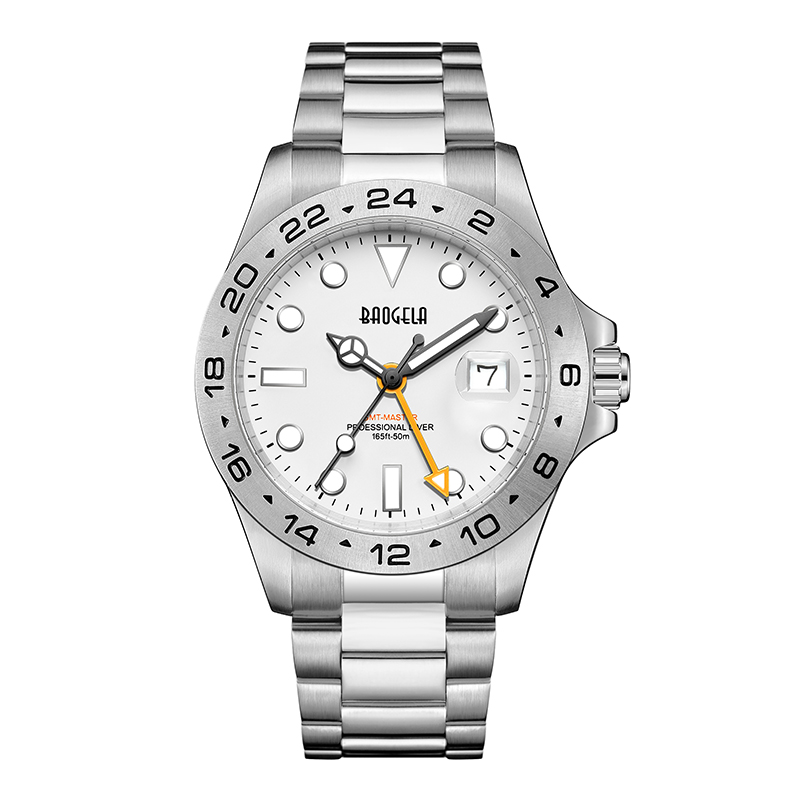 Baogela Men Luxury Watch 304 Rostfritt stål Swiss Movement Luminous Dial 50Bar Ashion Business Relogio Masculino Wristwatch 22806