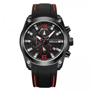 Baogela Chronograph Analog Quartz Watch med datum Lysande händer Vattentät silikongummiband.
