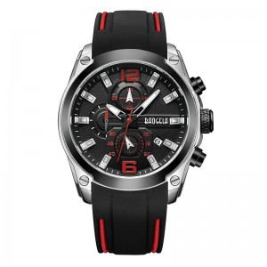 Baogela Chronograph Analog Quartz Watch med datum Lysande händer Vattentät silikongummiband.