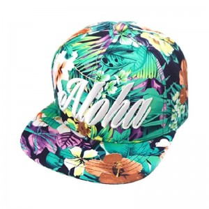 Högkvalitativ anpassad sublimering Floral Snapback -hatt för män kvinnor