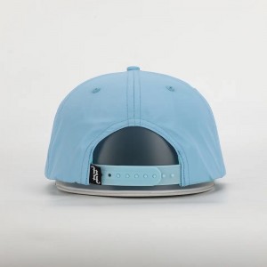 OEM Custom High Quality 5 Panel Flat Bill Snabbt torr broderi Logo Snapback Cap, Classic Nylon ostrukturerad rephatt