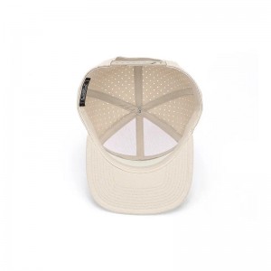 Partihandel Anpassad högkvalitativ 7 -panel Flat Brim Printed Patch Logo Luxury Snapback Caps, Laser Cut Hole Perforated Mens Hat