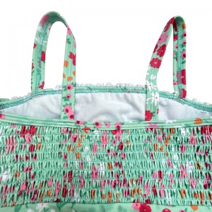 Blomma tryck i SHIRR-barnens baddräkter