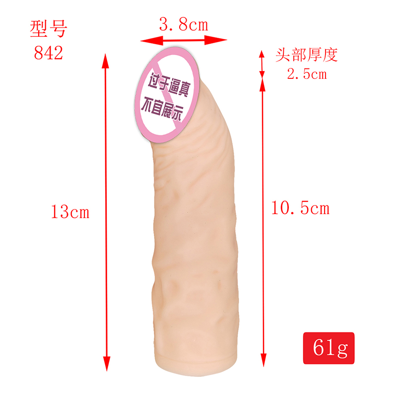 842 Realistisk penishylsa penisskyddsförlängare kondomer för män återanvändbar flytande kisel dildo penis ärmförlängare för män