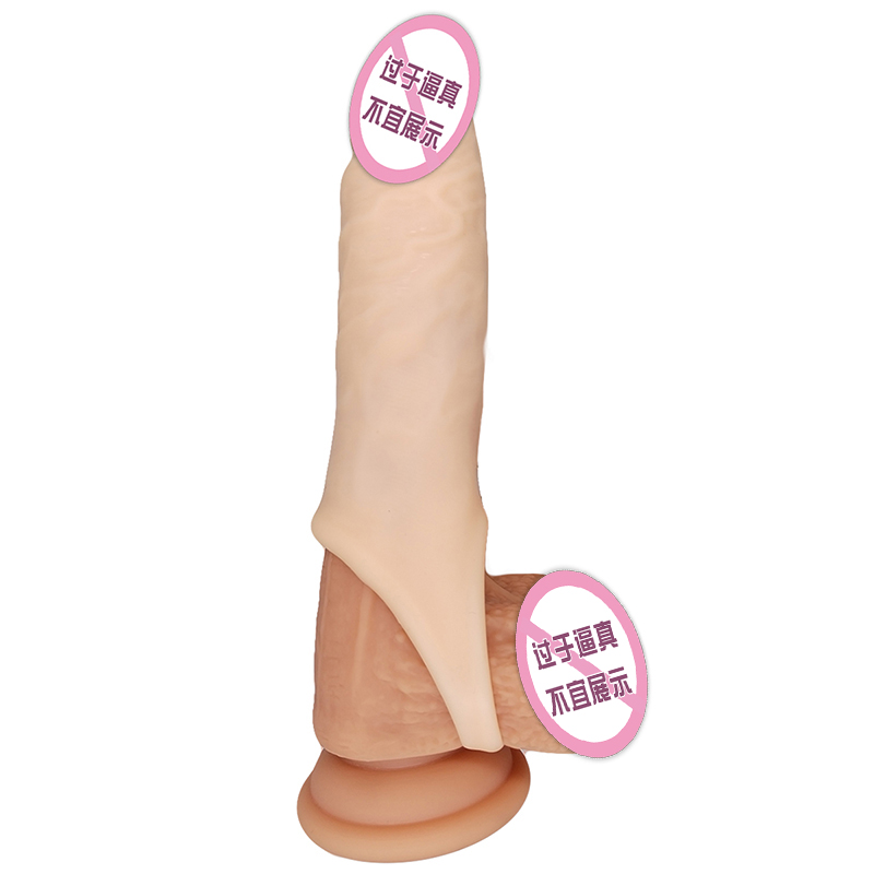843 Realistisk penishylsa Penis Cover Extender Kondomer för män Återanvändbar flytande kisel Dildo Penis Sleeve Extender för män