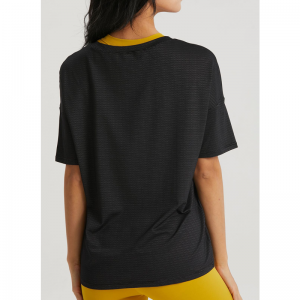 Split O Neck Solid Color Yoga T-shirts