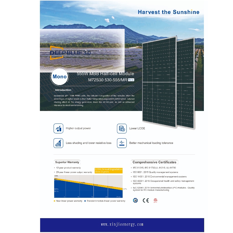 Hög effektivitet 550 -605 W Photovoltaic Solar Module Panel System Online Sale