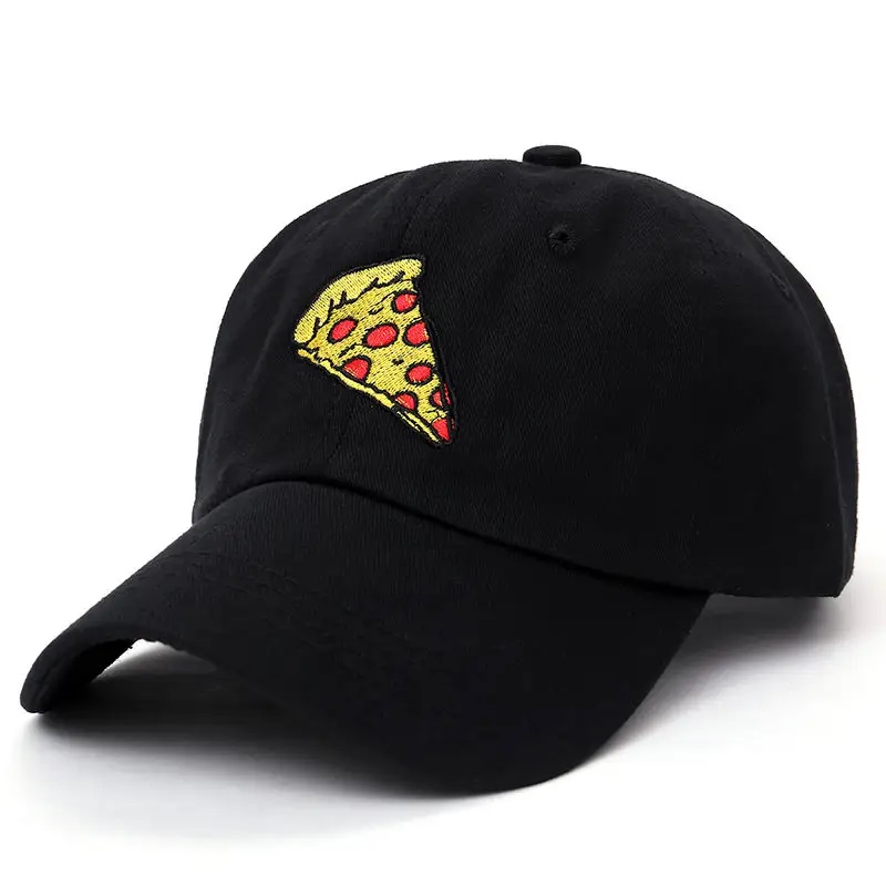 Ny pizza broderi pappa cap trucker bomullshatt för kvinnor män justerbar storlek baseball mössa utomhus sport sol hatt